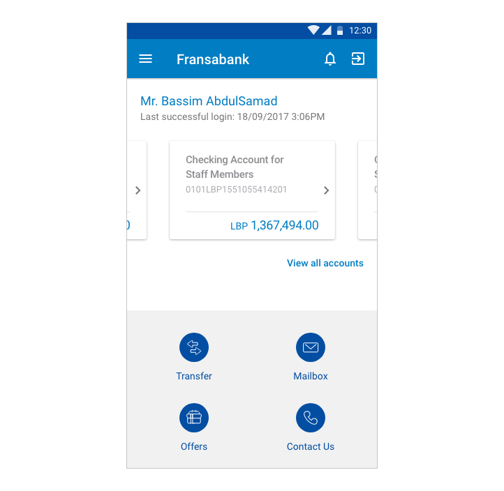 Fransabank - Mobile App Screen 2