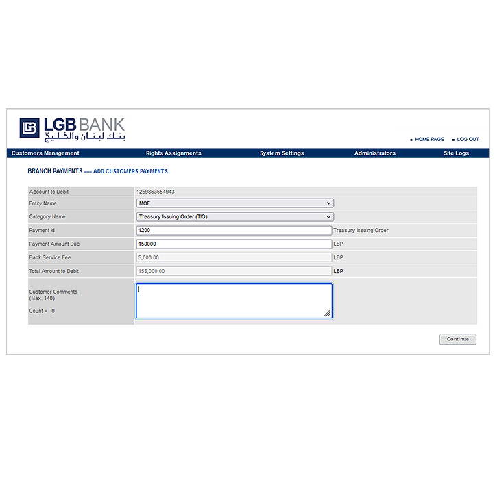 LGB - MOF e-Taxation Payment Portal Screen 1