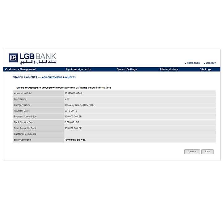 LGB - MOF e-Taxation Payment Portal Screen 2