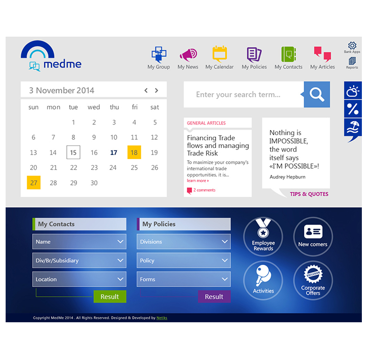 BankMed - MedMe Intranet Screen 1