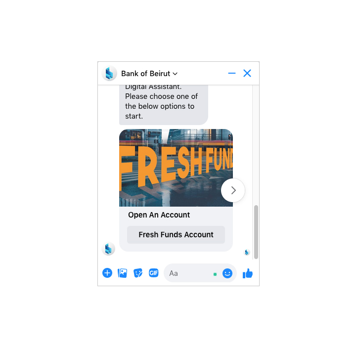 Bank of Beirut - Chatbot Screen 2