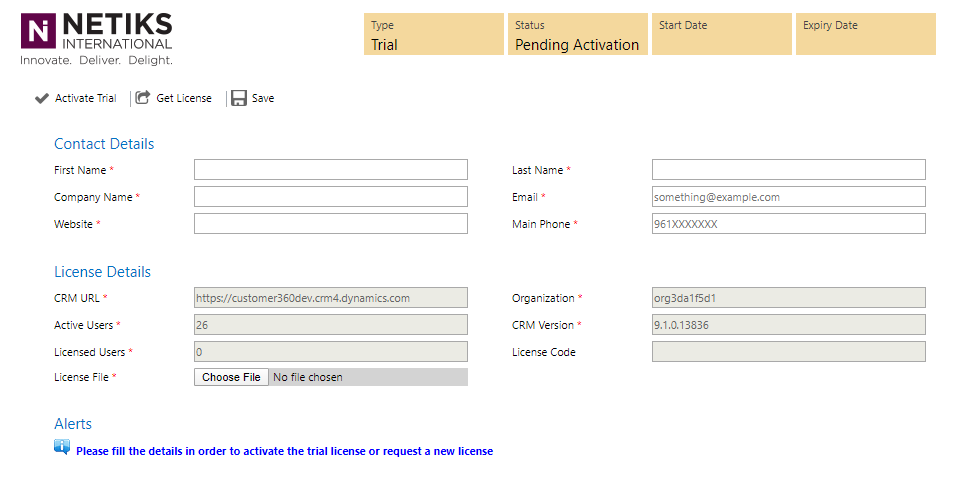 Netiks 360Bank Solution -  Configuration page